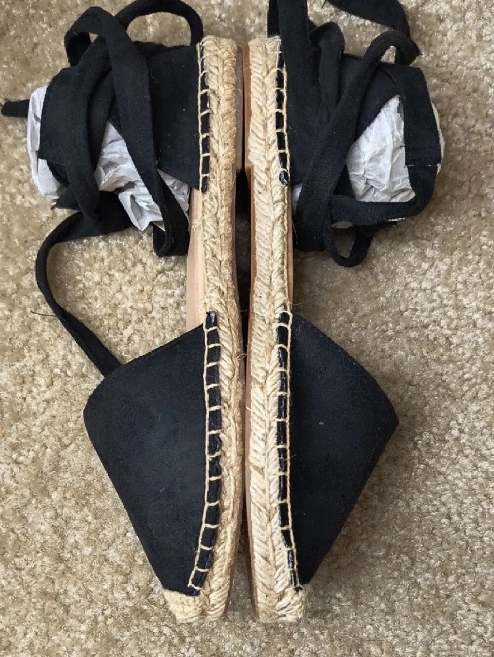 Soda Black Espadrille Tie-Ankle Gladiator Flats Size 7.5 T12 - Picture 4 of 7